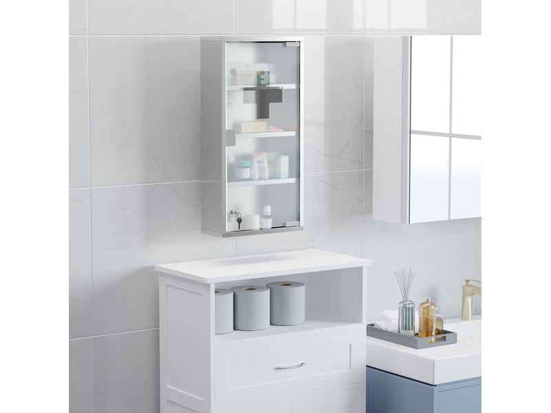  Medizinschrank arzneischrank erste hilfe schrank mit schloss edelstahl 30 x 12 x 60 cm  - Conforama B