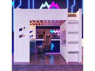 Lit mezzanine 140x200 cm <strong>MERAX</strong> <strong>lit enfant blanc</strong> coloris blanc