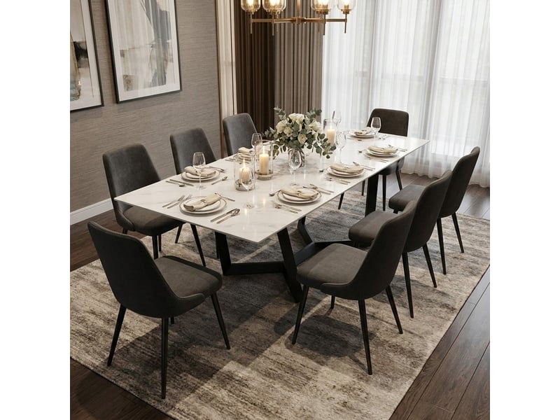 Table extensible en céramique et acier 160200240 x 91 mohill evo - effet marbre blanc - Conforama B
