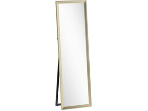 Miroir sur pied rectangulaire 50 x 160 cm – doré – pose murale, à poser ou adossée, verre trempé sécurisé