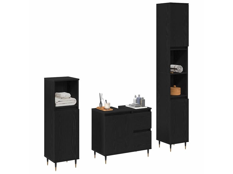 Ensemble de mobilier de salle de bain 3 pc chêne noir cf64322  - Conforama C
