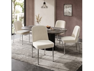 Lot de 4 chaises de salle à manger ulevr, 42,5 x 53 x 82 cm, assise rembourrée épaisse, velours beige, structure métallique chromée argentée