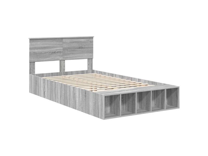  Lit double- lit adulte -  cadre de lit gris sonoma 135 x 190 cm bois d'ingénierie  - Conforama C