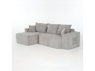 Canapé d'angle, canapé modulable, en chenille, assise profonde, sans montage, style cloud, pour salon, 262 cm