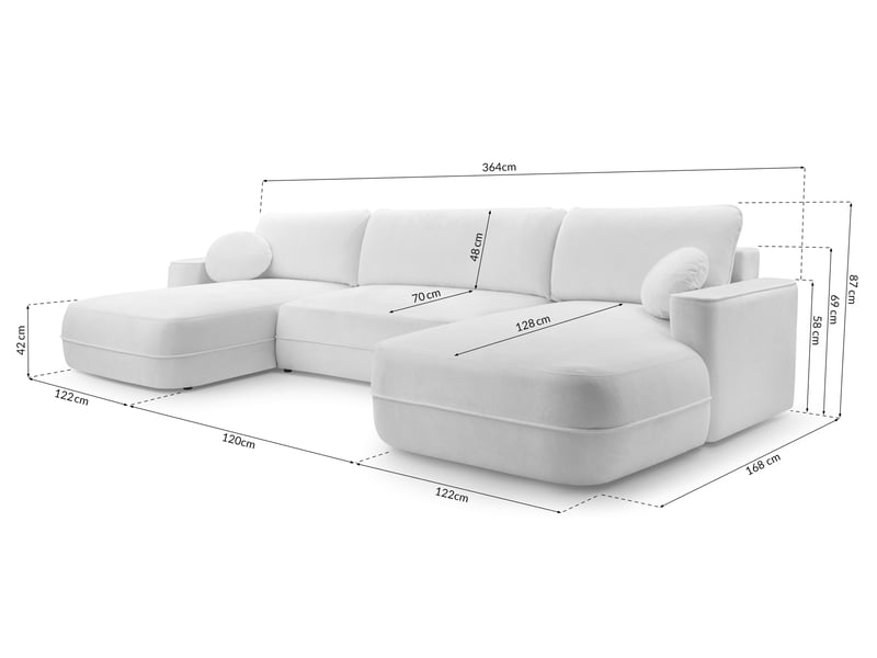 Canapé en u avec fonction lit peoni 364 cm blanc élégant Peoni - Conforama D