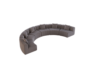 Canapé modulable tcqpz 6 places semi-circulaire en chenille gris 444,5 x 222 x 73,6 cm