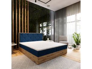 Lit avec rangement 160x200 cm <strong>MASSENO</strong> <strong></strong> coloris bleu