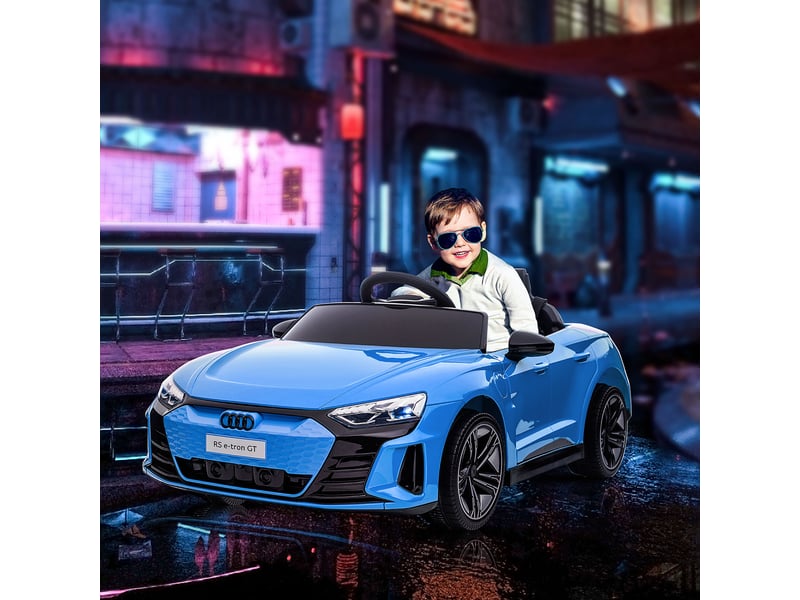  Voiture électrique enfant audi rs e-tron gt, 12 v, vitesse max. 5 kmh, télécommande parentale, effets lumineux et sonores  - Conforama D