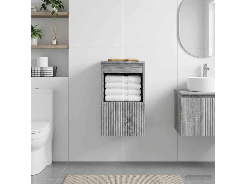  Armoire de salle de bain, meuble de rangement sonoma gris 30x35x50 cm  - Conforama B