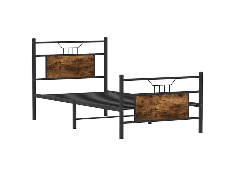  Lit simple- lit adulte -  cadre de lit sans matelas chêne fumé 80x200cm bois d'ingénierie  - Conforama D