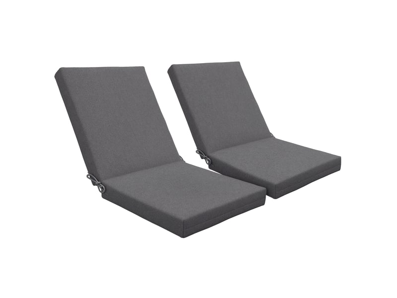  Lot de 2 coussins d'extérieur pour fauteuil chaise à dossier avec attaches rembourrage 8 cm, 112l x 51l cm, gris foncé  - Conforama A