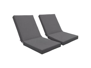 Lot de 2 coussins d'extérieur pour fauteuil chaise à dossier avec attaches rembourrage 8 cm, 112l x 51l cm, gris foncé
