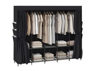 Armoire en tissu, anti-poussière, portable, 5 tringles, 212 x 45 x 167 cm, noire