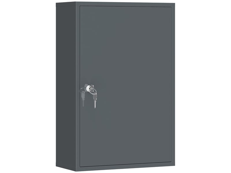  Armoire à pharmacie murale, meuble de salle de bain avec 3 étagères, 2 clés, 40 x 18 x 60 cm, grise  - Conforama B