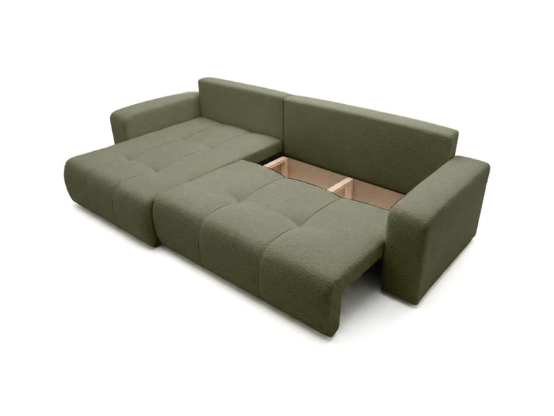  Canapé d'angle bardot max réversible convertible 5 places en tissu bouclette - vert kaki BARDOT - Conforama C