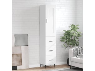 Buffet haut - bahut - meuble de rangement blanc 34,5x34x180 cm bois d'ingénierie