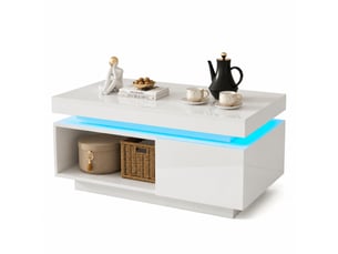 Table basse rectangulaire coloris blanc LPOSPI - 50 cmx100 cm