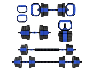 Kit de musculation multifonction 6 en 1, 20 kg au total, en plastique et sable, 125 x 18 x 18 cm, bleu