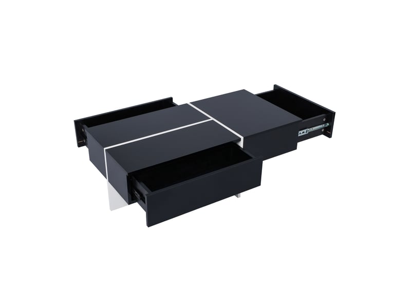 Table basse 100x50x34,5 cm, 3 tiroirs et led, panneau de particules, noir et blanc  - Conforama A