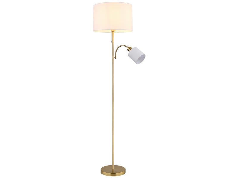 Globo truett lampe de lecture en laiton mat, abat-jour blanc lin, 2 led e27  - Conforama E