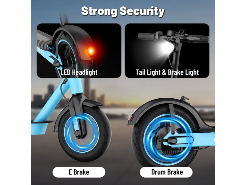 Trottinette électrique hiqis d9, pneus alvéolés 10, application intelligente, bleu - Conforama C