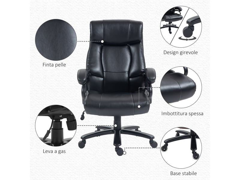 Fauteuil de bureau massant et chauffant noir, 2 points, 8 programmes - Conforama W