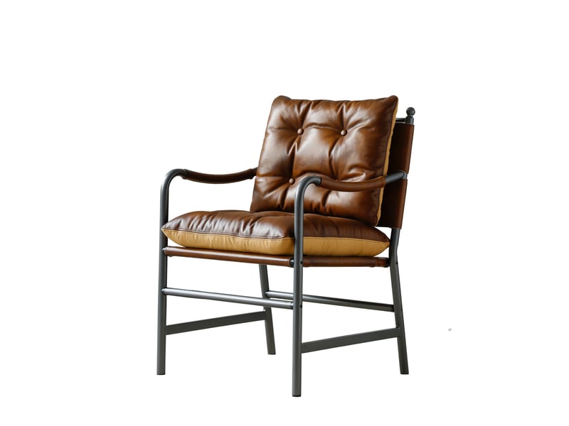 Fauteuil d'appoint en cuir avec accoudoirs et structure métallique pour salon chambre ou bureau marron - Conforama A