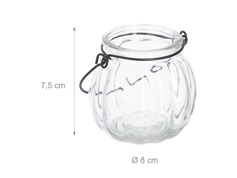  Lot de 12 photophores décoratifs polyvalents jardin salon 10 x 10 x 10 cm en verre transparent 13_0013525  - Conforama A