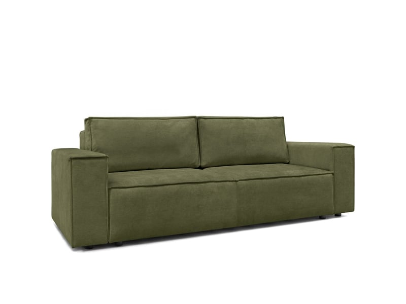  Canapé convertible 3 places avec coffre de rangement en tissu chenille vert olive - harper Harper - Conforama E