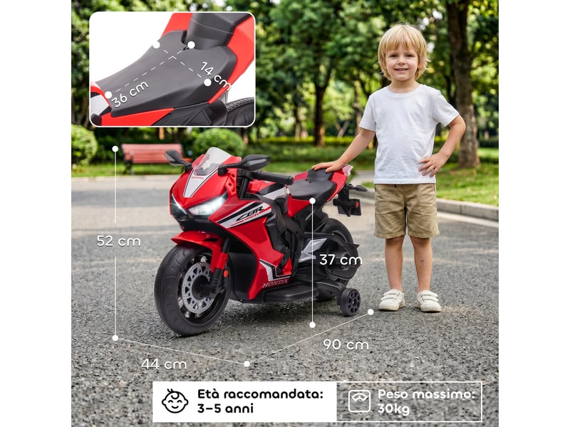 Moto électrique honda sous licence pour enfants, batterie rechargeable 6 v, vitesse de 3 kmh, rouge - Conforama E