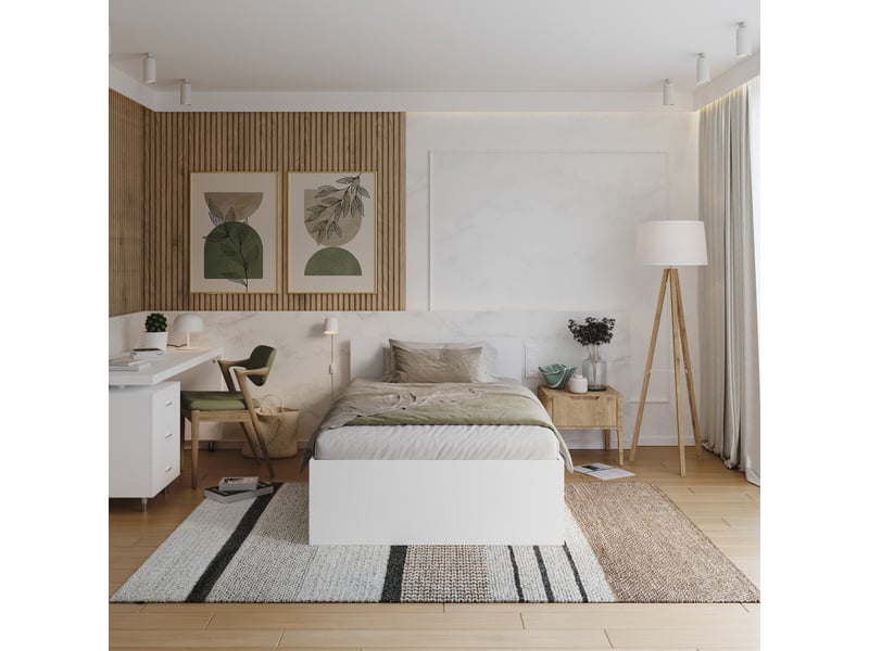 Lit coffre panama 120x190 - sommier inclus blanc - Conforama D