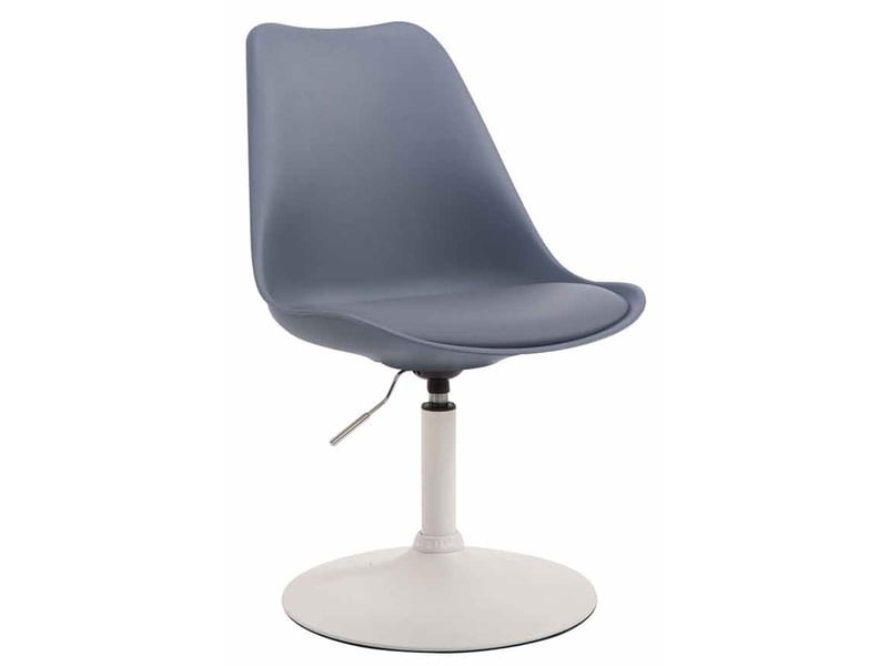 Chaise de salle à manger x1 pivotante hauteur réglable en pvc gris et pied trompette en métal blanc 10_0008274  - Conforama A