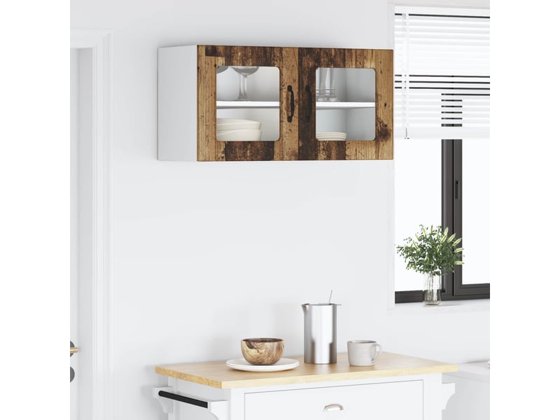 Meuble mural de cuisine, cabinet en verre mural bois ancien 80x31x40cm shl8157 - Conforama D