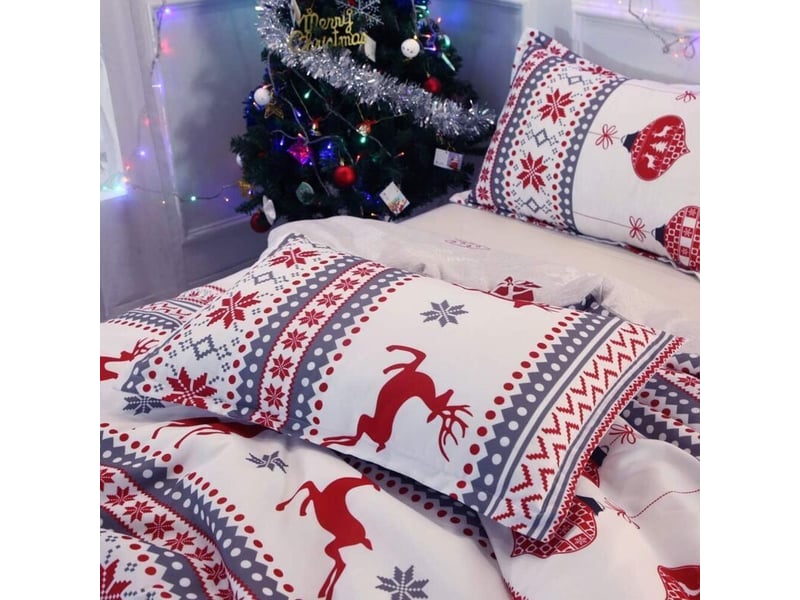  Sets de housse de couette motif patchwork de noël 220x240 cm avec 2 x taies d'oreiller 50x75 cm, parure de lit microfibre  - Conforama B