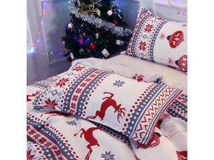 Sets de housse de couette motif patchwork de noël 220x240 cm avec 2 x taies d'oreiller 50x75 cm, parure de lit microfibre