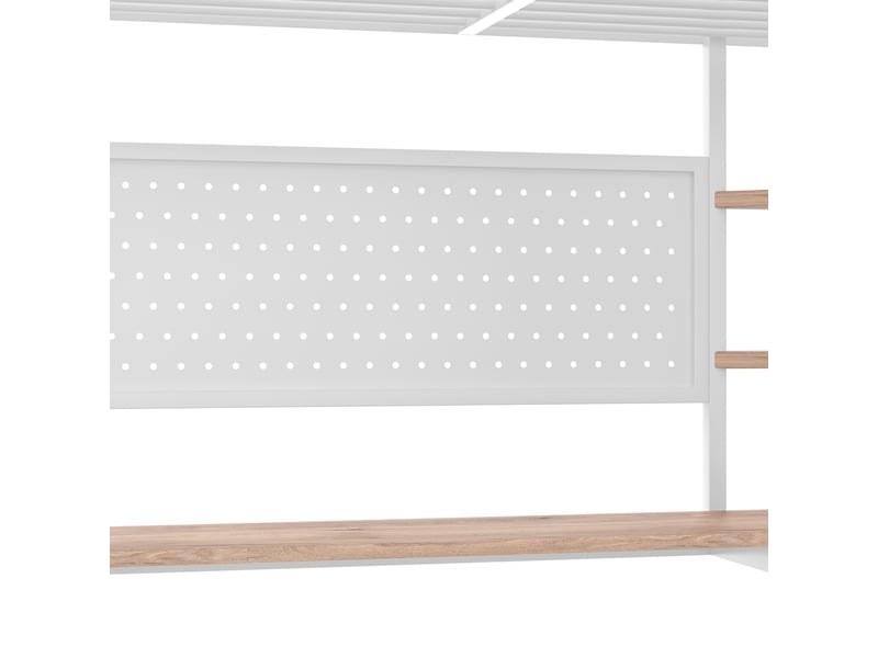  Lit mezzanine 200×140 cm avec bureau, rangements, éclairage led et prise usb-c, sans matelas, blanc  - Conforama E