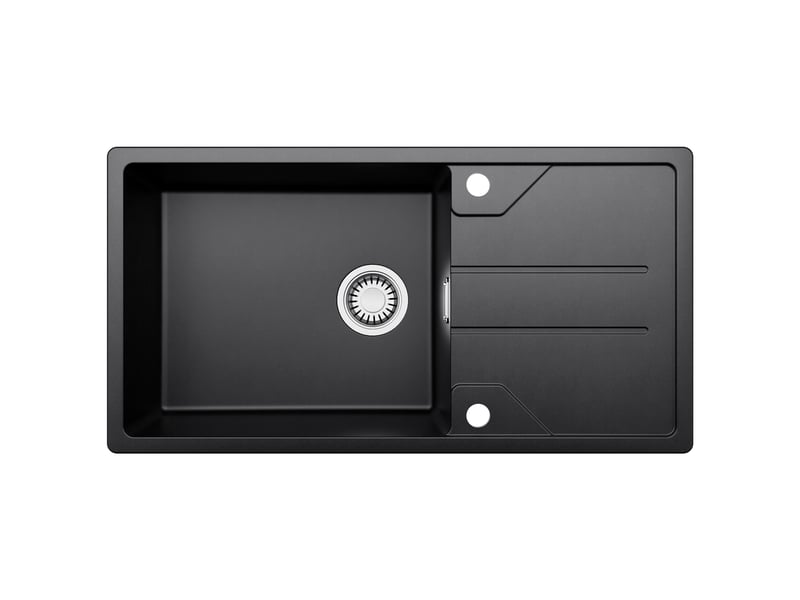 Cecipa max évier en granit 86x45cm - évier de cuisine noir - avec égouttoir et panier égouttoir - siphon et crépine inclus - Conforama A
