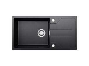 Cecipa max évier en granit 86x45cm - évier de cuisine noir - avec égouttoir et panier égouttoir - siphon et crépine inclus