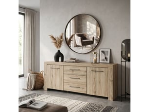 Buffet 2 porte(s)  3 tiroir(s) <strong>ALTOBUY</strong> <strong>ELMER</strong> - 220 cm coloris marron 