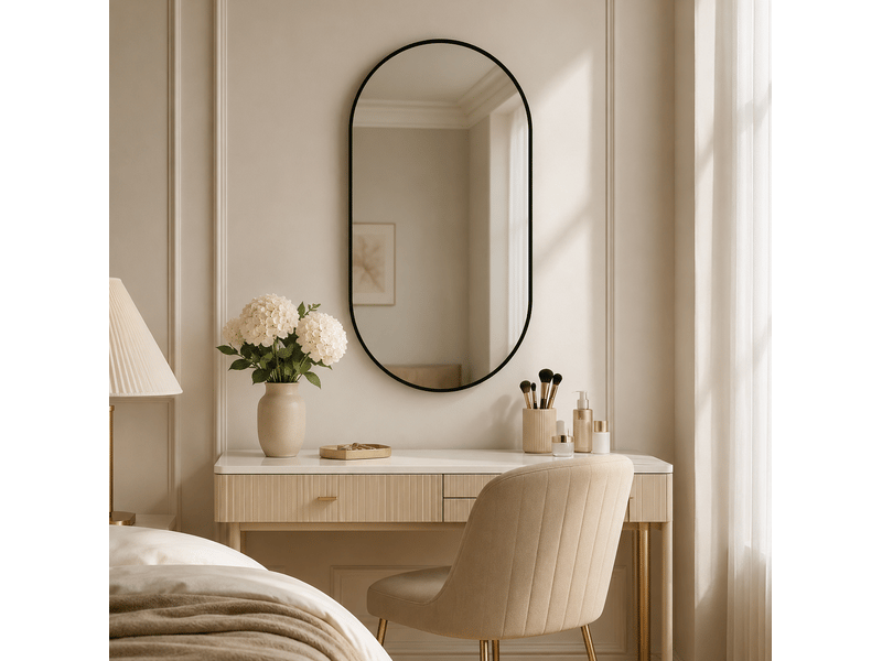  Miroir de salle de bain 50x80 cm avec cadre en aluminium noir, pose horizontale ou verticale  - Conforama D