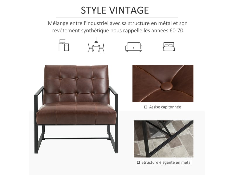 Fauteuil chesterfield – assise capitonnée – style élégant  - Conforama D