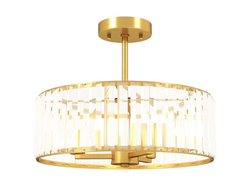  Plafonnier,39x39x32 cm,meulva,3 douilles e14,métal doré et cristal,puissance maximale supportée : 40 w,gold  - Conforama A