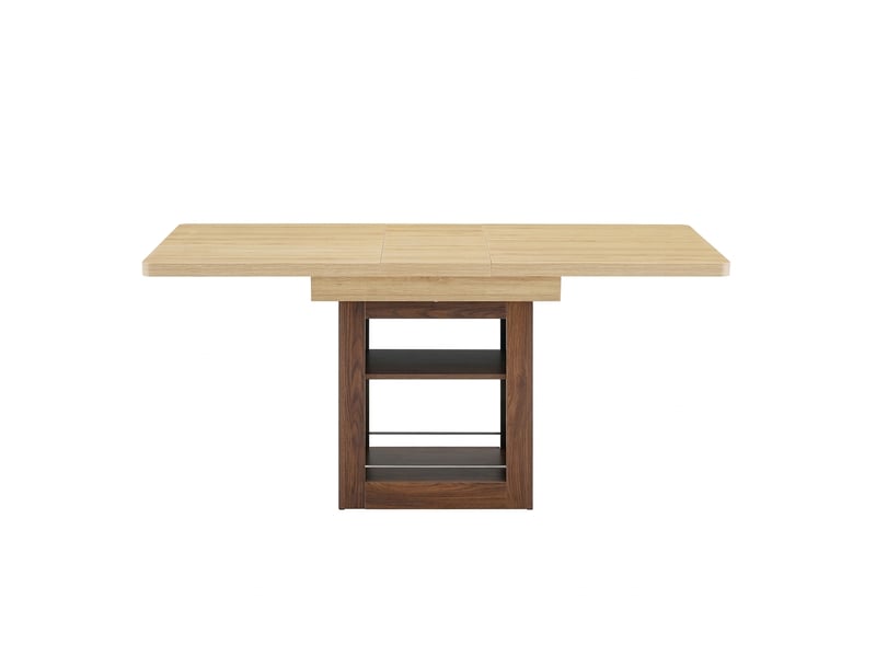  Table à manger extensible 130-160cm 4 à 8 personnes mdf noyer avec rangement gain de place table cuisine moderne salon  - Conforama B