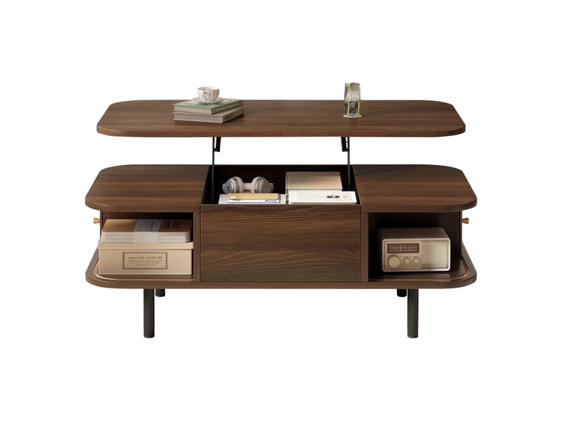 Table basse relevable rectangulaire bois foncé - 51x101 cm mdf table basse bois foncé - Conforama A