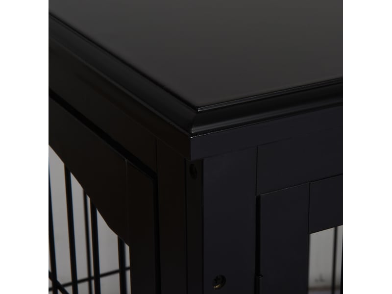 Cage d'intérieur pour  81x58,5x66 cm – noire – plateau table, double accès, structure mdf métal  - Conforama E