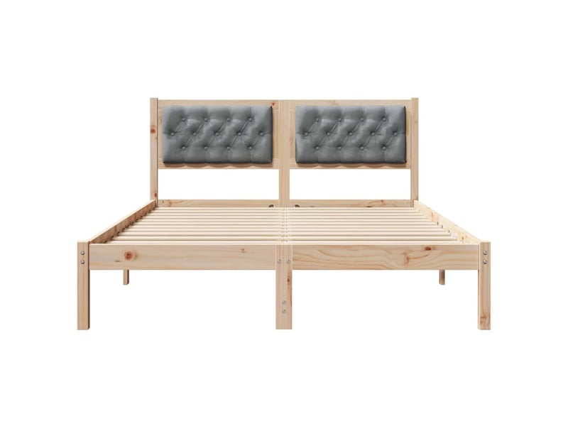  Lit double- lit adulte -  cadre de lit gris clair 150 x 200 cm pin massif  - Conforama D