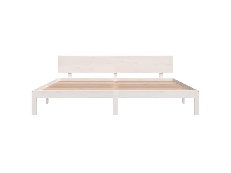 Lit double- lit adulte - cadre de lit sans matelas blanc bois massif de pin 200x200 cm - Conforama C