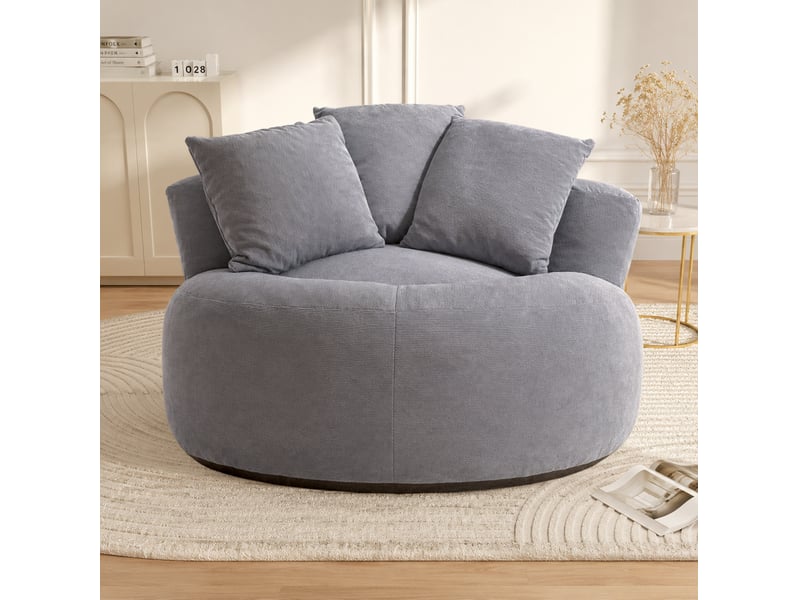  Fauteuil de sol rond 120x120x65 cm gris  - Conforama B