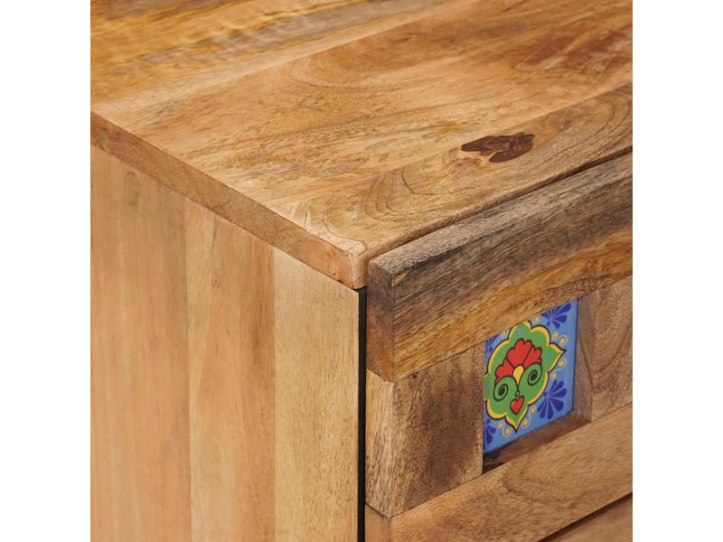 Table de chevet - cabinet de chevet - table de nuit naturel 50 x 33 x 62 cm bois de mangue massif - Conforama E