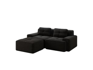 Canapé modulable d'angle en l,204x177x69cm,canapé 2 places sans structure avec 1 pouf,en velours côtel,rembourrage haute densité 32d- noir